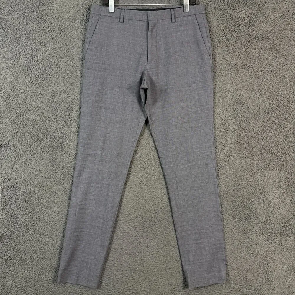 J Crew Dress Pants Mens 32x34 Gray Ludlow Slim Fit Four Season Wool Stretch